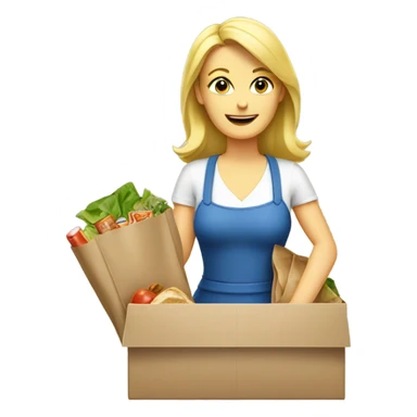 Blonde woman packing a lunch sticker