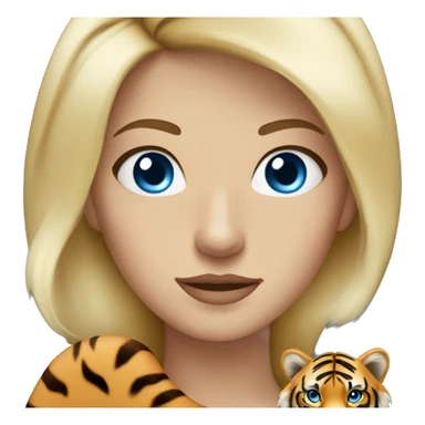 blonde woman blue eyes with a tiger on her shoulder sticker