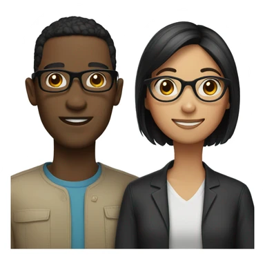 Couple with black hair where boy wearing glasses sticker