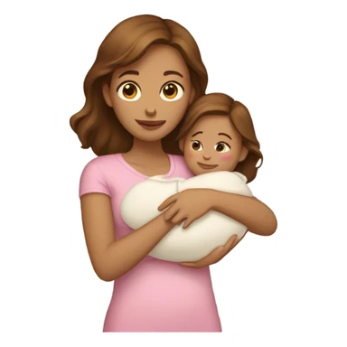 Brown hair Girl with baby sticker