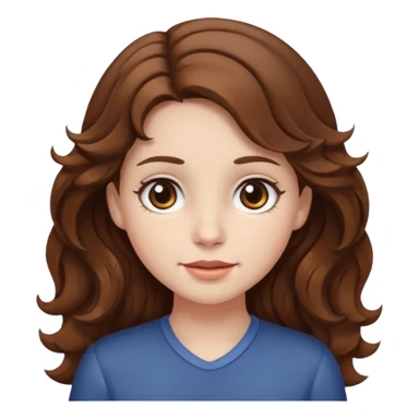 a girl with brown hair white skin wavy hair and brown eyes  sticker
