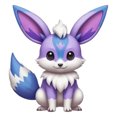 Shiny White with Violet and Indigo markings Eevee-Minccino-Zangoose-Pokémon-Fakémon-fusion-hybrid-creature sticker