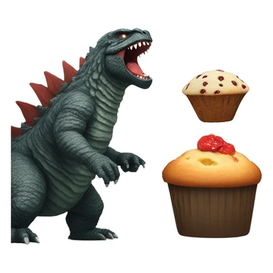 Godzilla fighting a muffin  sticker