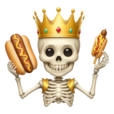 A cute skeleton wearing crown and holding hot dog





















 sticker
