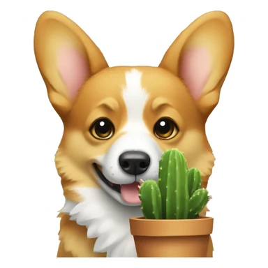 Corgi holding a cactus sticker