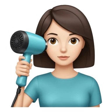 brunette bob girl hair stylist holding a hair dryer sticker