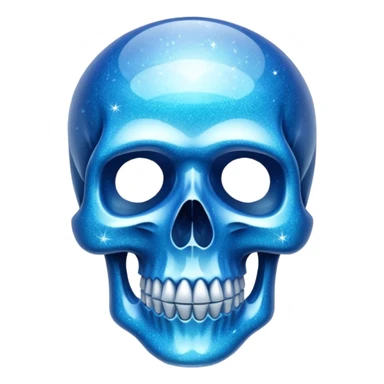 glitter azul skull crystal sticker