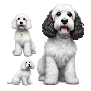 black and white doodle tall cockapoo  sticker