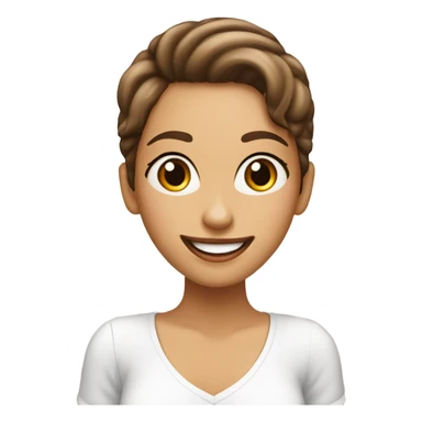 chica de rulos cafés y piel blanca y ojos color pardo feliz sticker