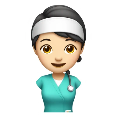 cute Asian nurse with smile, without hat sticker