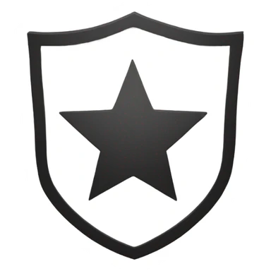 A black outline of a shield with a star in the middle sticker