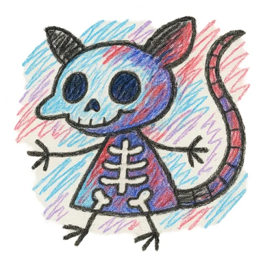 cute cartoon skeleton possum sticker