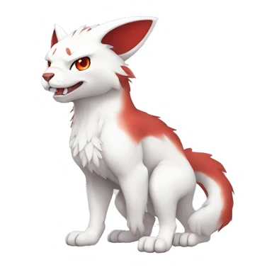Cute cool white red animal hybrid Fakemon full body sticker