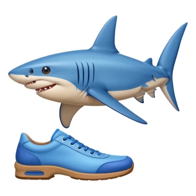 A blue shark with legs wearing blue shoes sticker