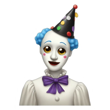 sad pierrot in a party hat sticker