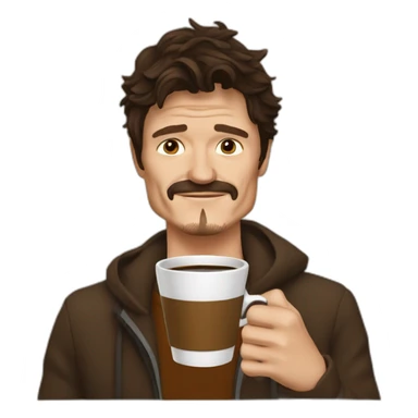 pedro pascal with coffee sticker