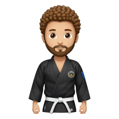 Man with beard and curly hair in black jiu jitsu kimono sticker