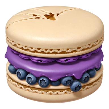 A macaron with purple cream and blueberries opened sticker