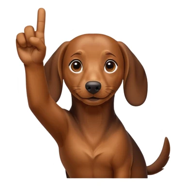 Create a dachshund showing a victory sign with his fingers sticker