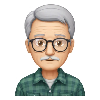 Old man with grey hair and glasses in flannel shirt sticker
