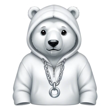 Polar bear wearing a hoodie with a big shiny white chain on sticker