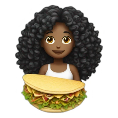 black large curly white mermaid with taco sticker
