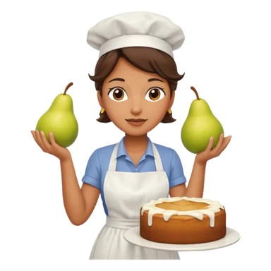 woman making pear cake sticker