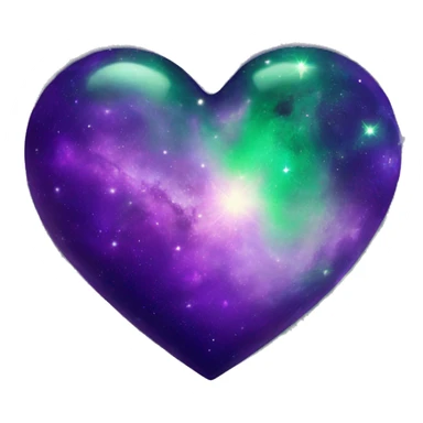 green and purple galaxy heart sticker