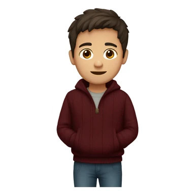 winter, christmas, hispanic, short brown hair, boy, brown eyes, child, full body, burgundy sweater sticker