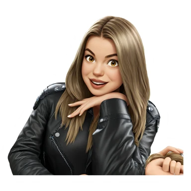 smiling girl in leather jacket sticker