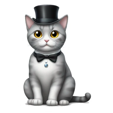 silver british short hair cat with tuxedo and wearing monocle sticker