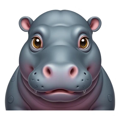 Cinematic Comical Hippo Portrait Emoji, Head tilted dramatically with an exaggeratedly amused expression, featuring a striking, glossy slate-gray hide with bold textured wrinkles, wide, expressive eyes filled with playful disbelief, Simplified yet hilariously expressive features, highly detailed, glowing with a slightly sassy glow, high shine, dramatic yet playful, stylized with an air of cheeky river mischief, bright and endearing, soft glowing outline, capturing the essence of a spirited and over-the-top hippo, so meme-worthy it feels like it could splash its way into internet fame instantly! sticker
