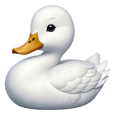 Cinematic Noble White Duck Portrait Emoji, Poised and regal, with a sleek, streamlined build and a pristine, well-groomed pure white plumage, deep-set soulful bright eyes, Simplified yet sharp and sophisticated features, highly detailed, glowing with a soft, dignified glow, high shine, intelligent and graceful, stylized with an air of aquatic elegance, focused and attentive, soft glowing outline, capturing the essence of a watchful and confident waterfowl, so majestic it feels as though it could glide out of the screen with effortless authority! sticker