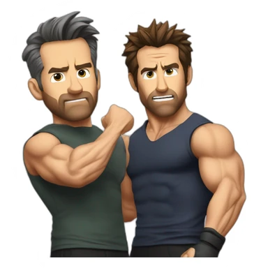Ryan Reynolds fighting hugh jackman sticker