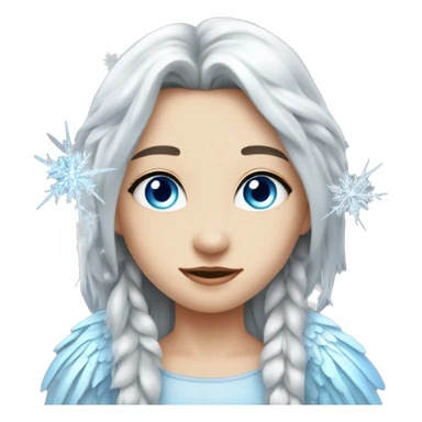 big wings, silver, feather, icy ,snowflake, Beautiful, fairy, long hair, blue eyes sticker