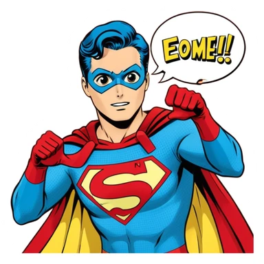 Vintage American comic book style, 2-3 overlapping panels, bold black outlines, halftone dots, retro color scheme (red, yellow, blue), dynamic action, speech bubbles, minimalistic design, transparent background. sticker