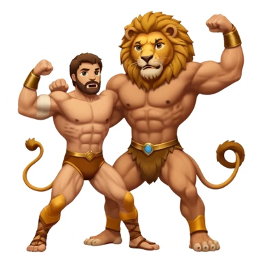 Hercules wrestling a lion sticker
