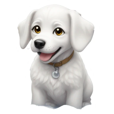 white puppy in the snow sticker