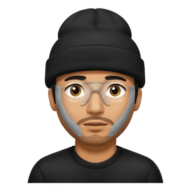 Hispanic man with black beanie hat pulled down over eyes sticker