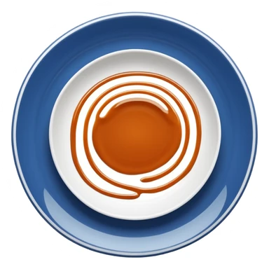 Minimal icon of a white plate with a thin, Michelin-style sauce drizzle forming a clear, distinct C shape in accent color #FF3D00. sticker