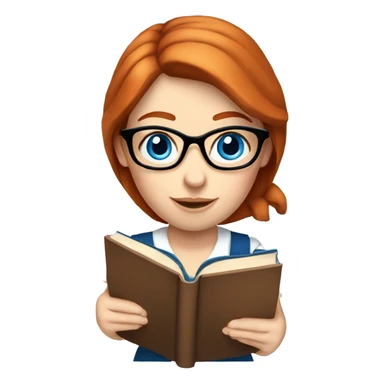  female teacher redhead hair blue eyes holding books no glasses sticker