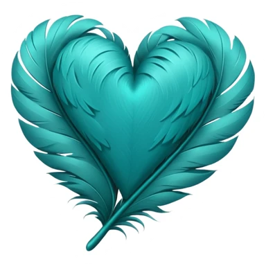 teal heart with a feather texture sticker