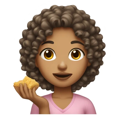 lightskin with curly hair girl eating  sticker