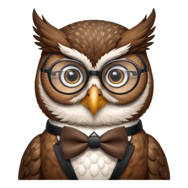 owl wearing bow tie with glasses sticker