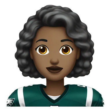  White female dark hair red lips wearing Philadelphia Eagles jersey sticker