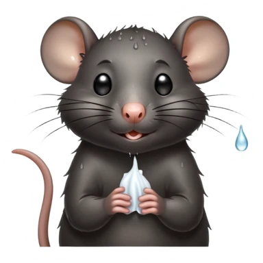 a black rat standing and wiping its sweaty face sticker