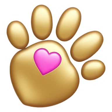 Gold heart with pink paw print  sticker