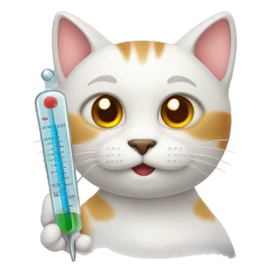 cat holding thermometer  sticker