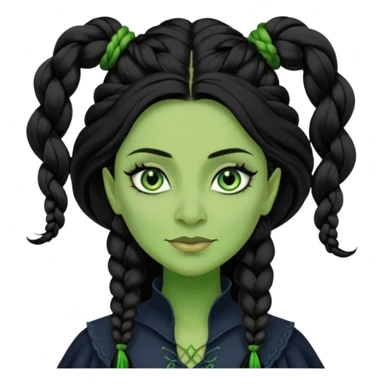 wicked elphaba cynthia  one_sided braid black hair  sticker