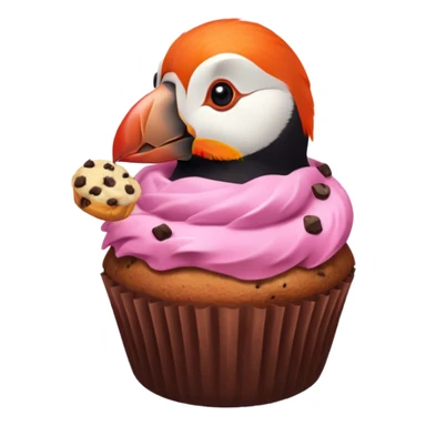 pink puffin eating a muffin sticker